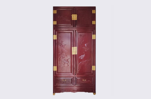 莲池高端中式家居装修深红色纯实木衣柜